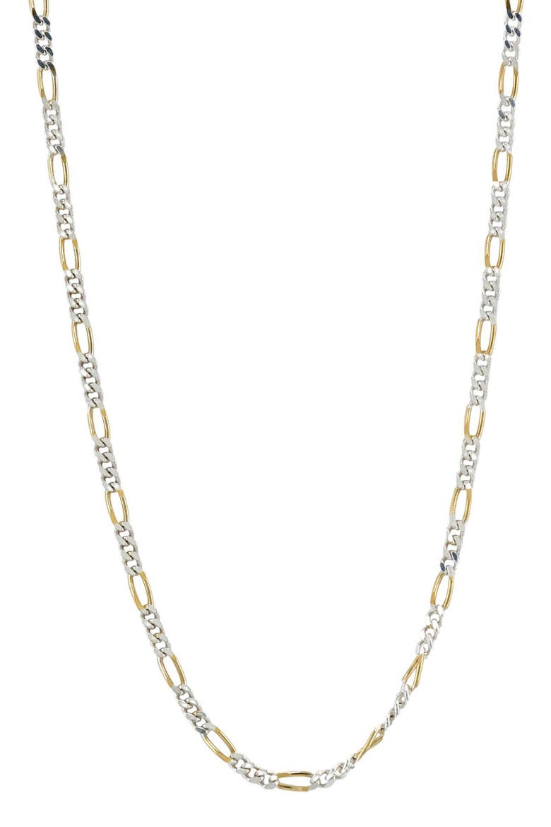 Two-Tone Figaro Chain Necklace, Main, color, GOLD/ SILVER