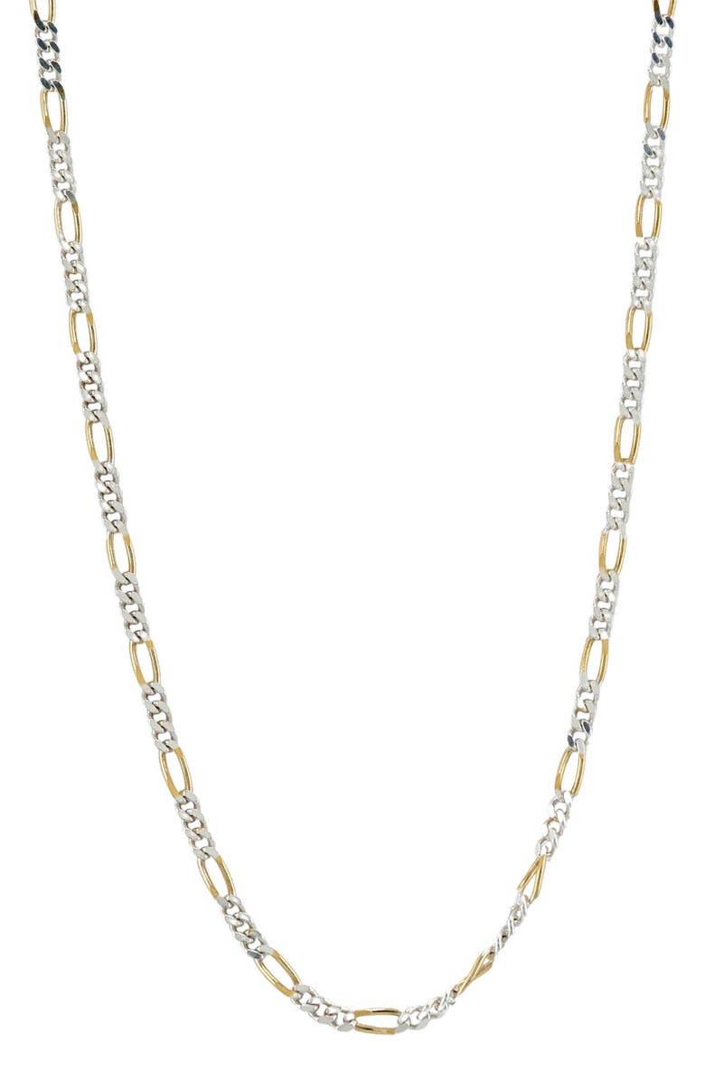 AMERICAN EXCHANGE Two-Tone Figaro Chain Necklace, Main, color, Gold/ Silver