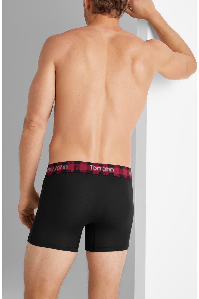 Second Skin 4-Inch Boxer Briefs, Alternate, color, BLACK PLAID RHUBARB