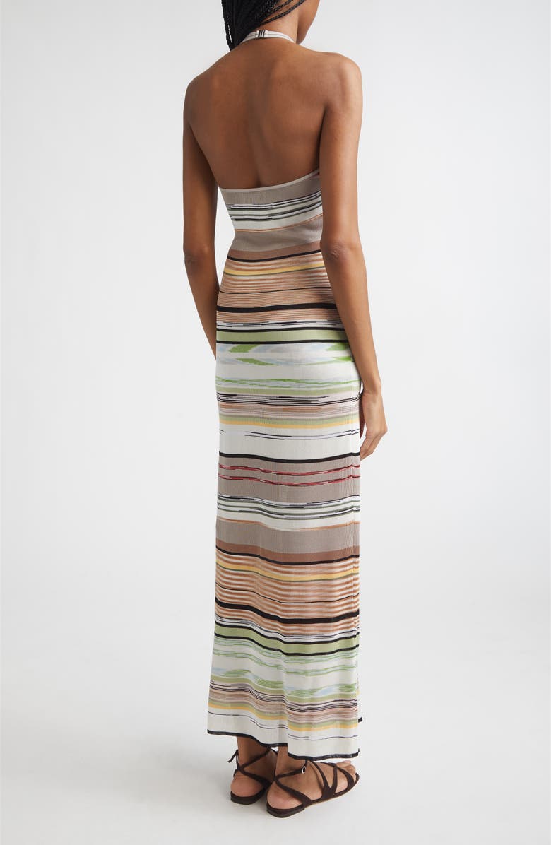 Missoni Flame Space Dye Stripe Knit Halter Neck Dress, Alternate, color, Green Brown Tones