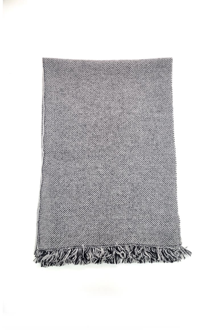 Cashmere scarf with fringes, Alternate, color, BLACK/SILVER