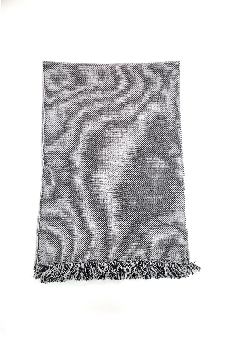 Portolano Cashmere scarf with fringes, Alternate, color, Black/Silver