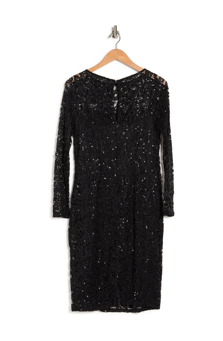 Marina Illusion Yoke Sequin Lace Sheath Dress, Alternate, color,