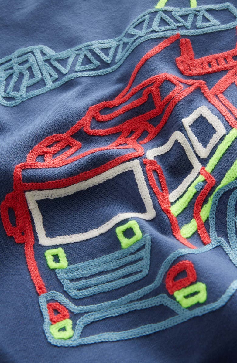 Mini Boden Kids' Embroidered Fire Truck Cotton Graphic T-Shirt, Alternate, color, 