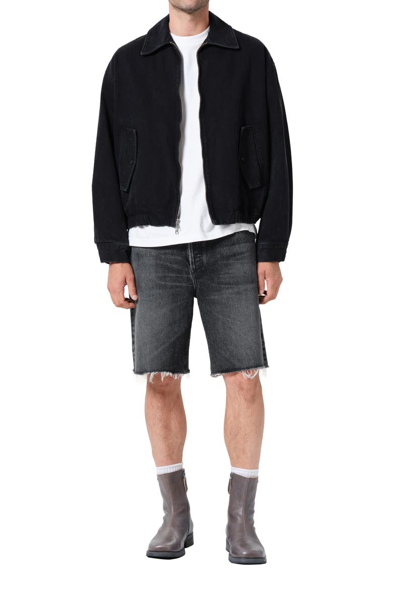 Anson Cutoff Denim Shorts, Alternate, color, CLIP DARK WASH BLACK CUT HEM