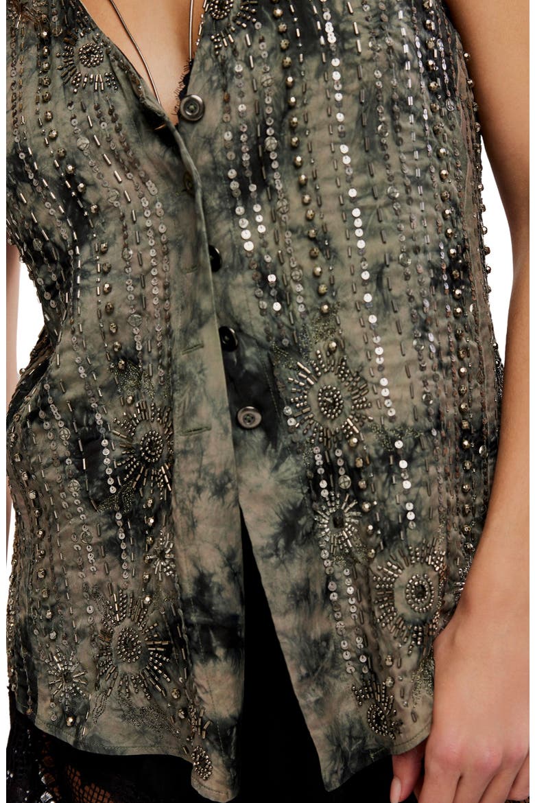 Arden Sequin & Bead Detail Tie Dye Vest, Alternate, color, RAVEN COMBO