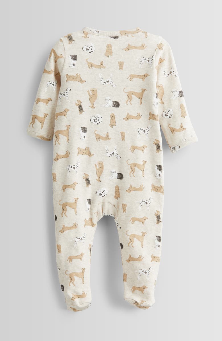 Nordstrom Print Zip Cotton Footie, Alternate, color, Beige Oatmeal Dogs
