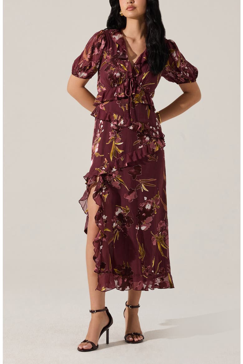 Bennet Floral Tiered Dress, Alternate, color, WINE FLORAL