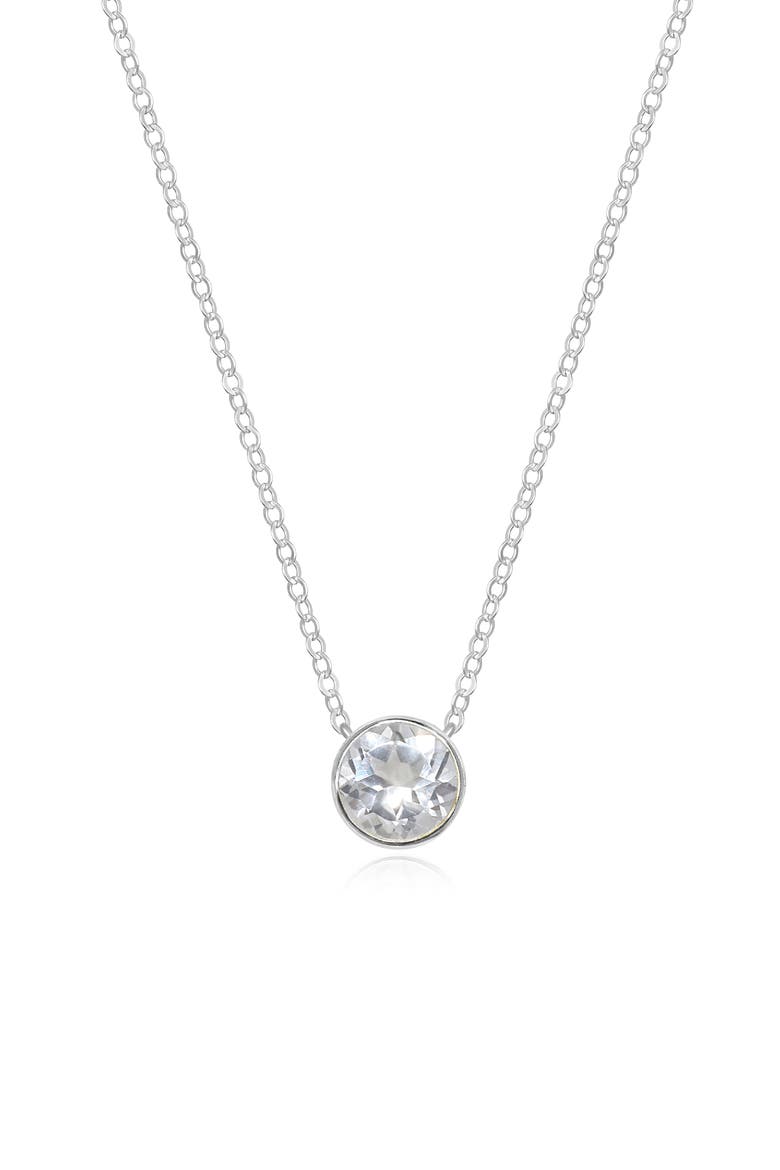 Birthstone Solitaire Pendant Necklace, Main, color, APRIL/ WHITE TOPAZ SILVER