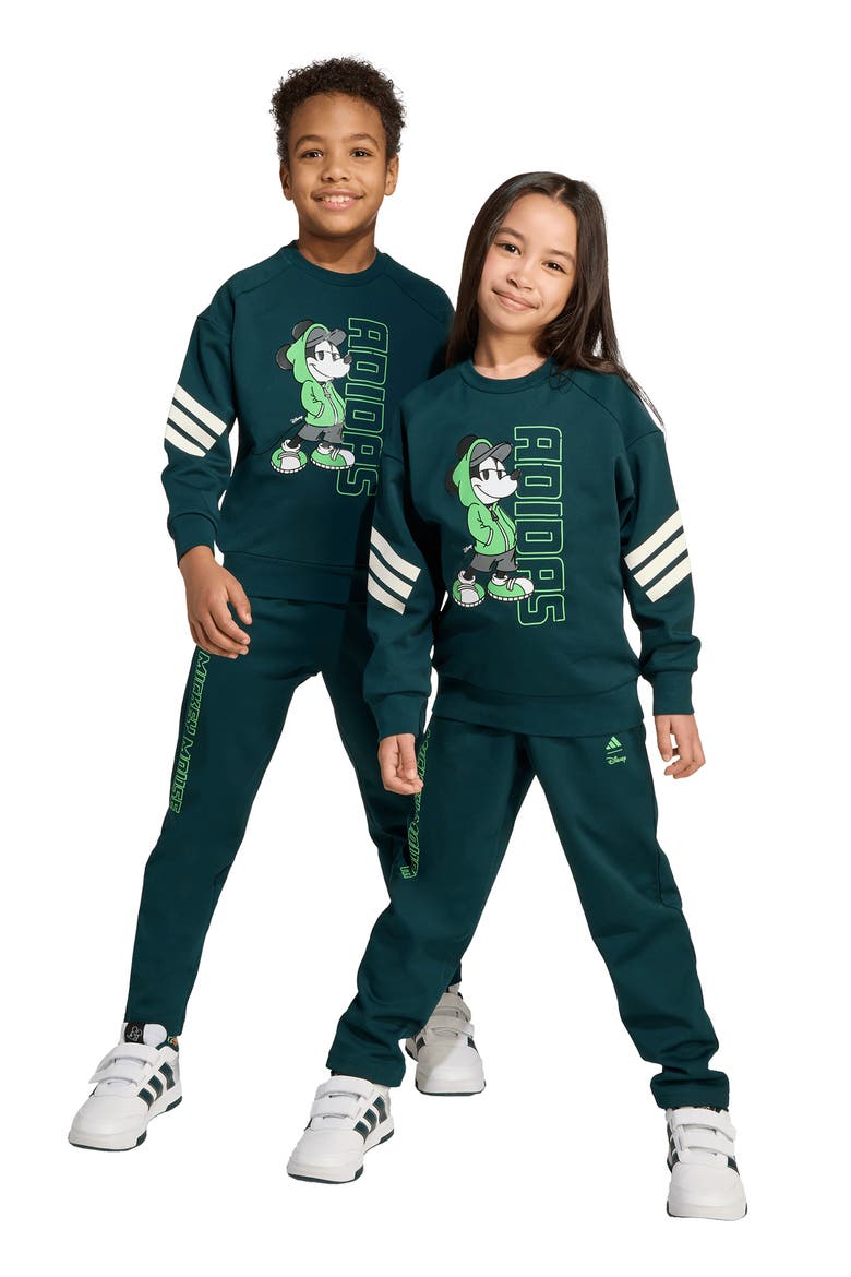x Disney Kids' Mickey Crewneck Sweatshirt & Joggers Set, Alternate, color, AURIVY/LIM