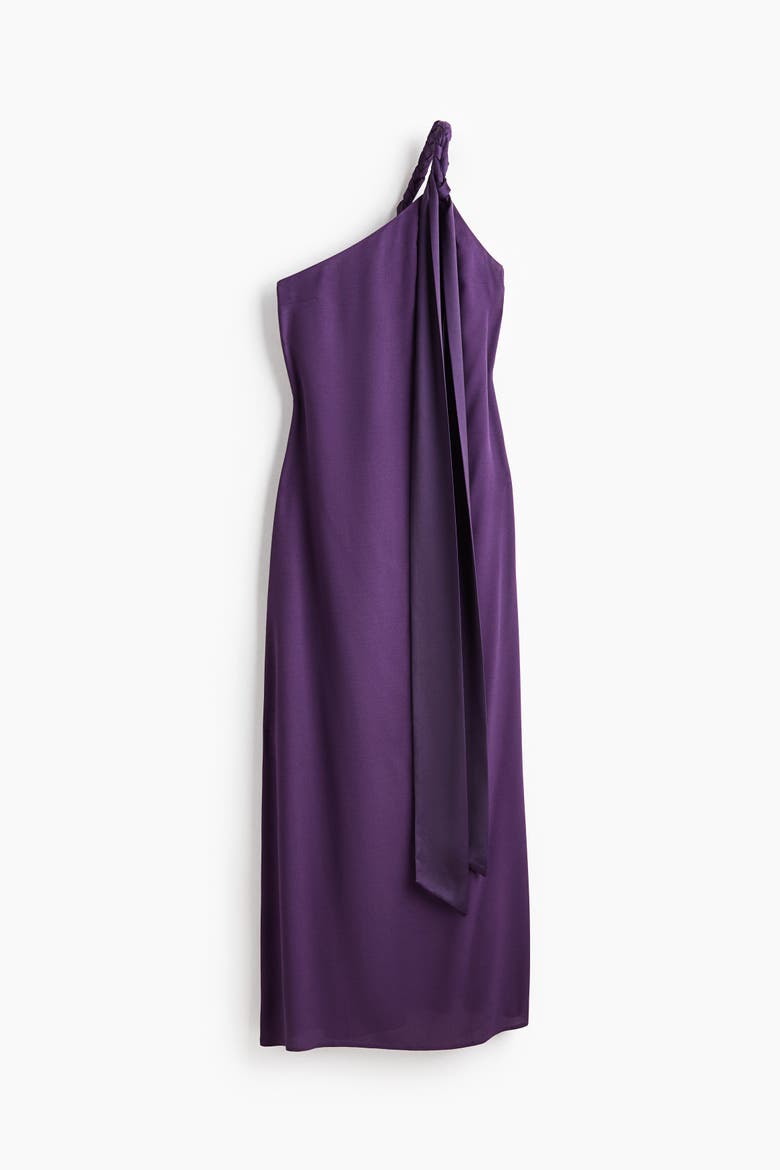 Braided-detail One-shoulder Dress, Alternate, color, Purple
