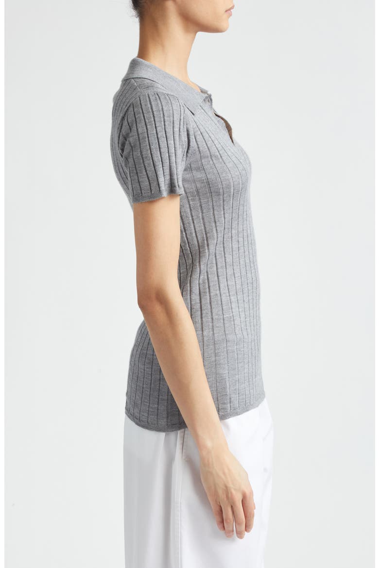 Cashmere & Silk Rib Polo, Alternate, color, GREY MELANGE