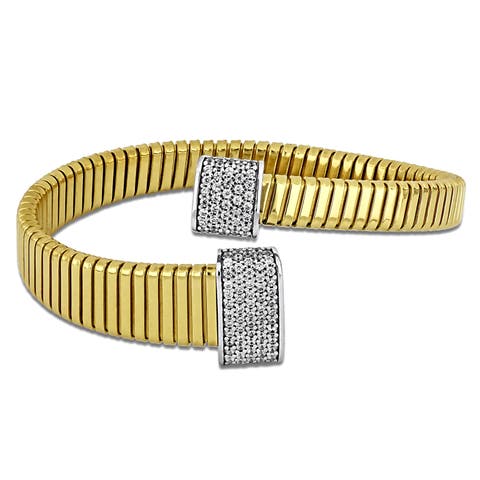 Cubic Zirconia Bypass Bangle Bracelet