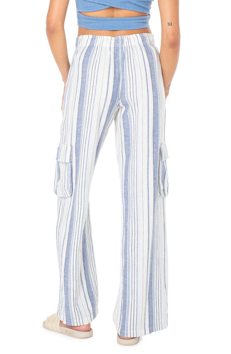 Roxy Lagoon Stripe Linen Blend Cargo Pants, Alternate, color, 