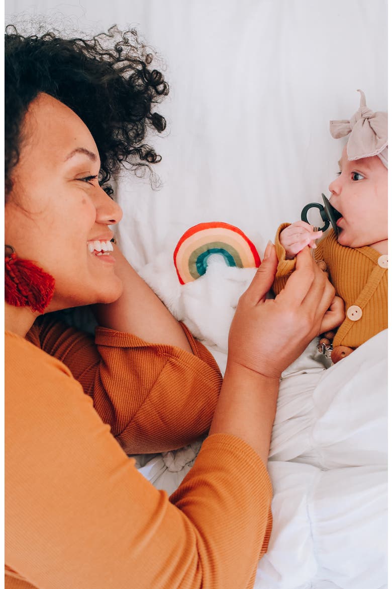 Little Rainbow Lovey & Soother Blanket, Alternate, color, WHITE