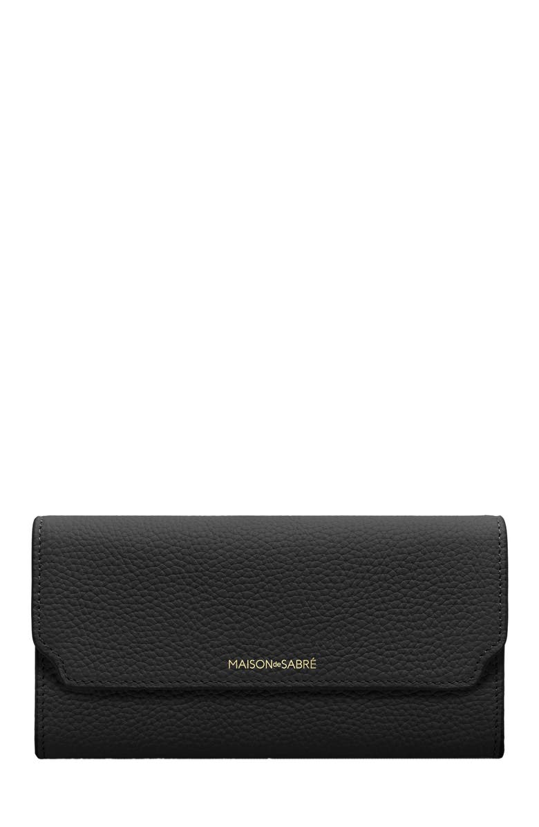 MAISON de SABRÉ Long Leather Flap Wallet, Main, color, Pomegranate Caviar