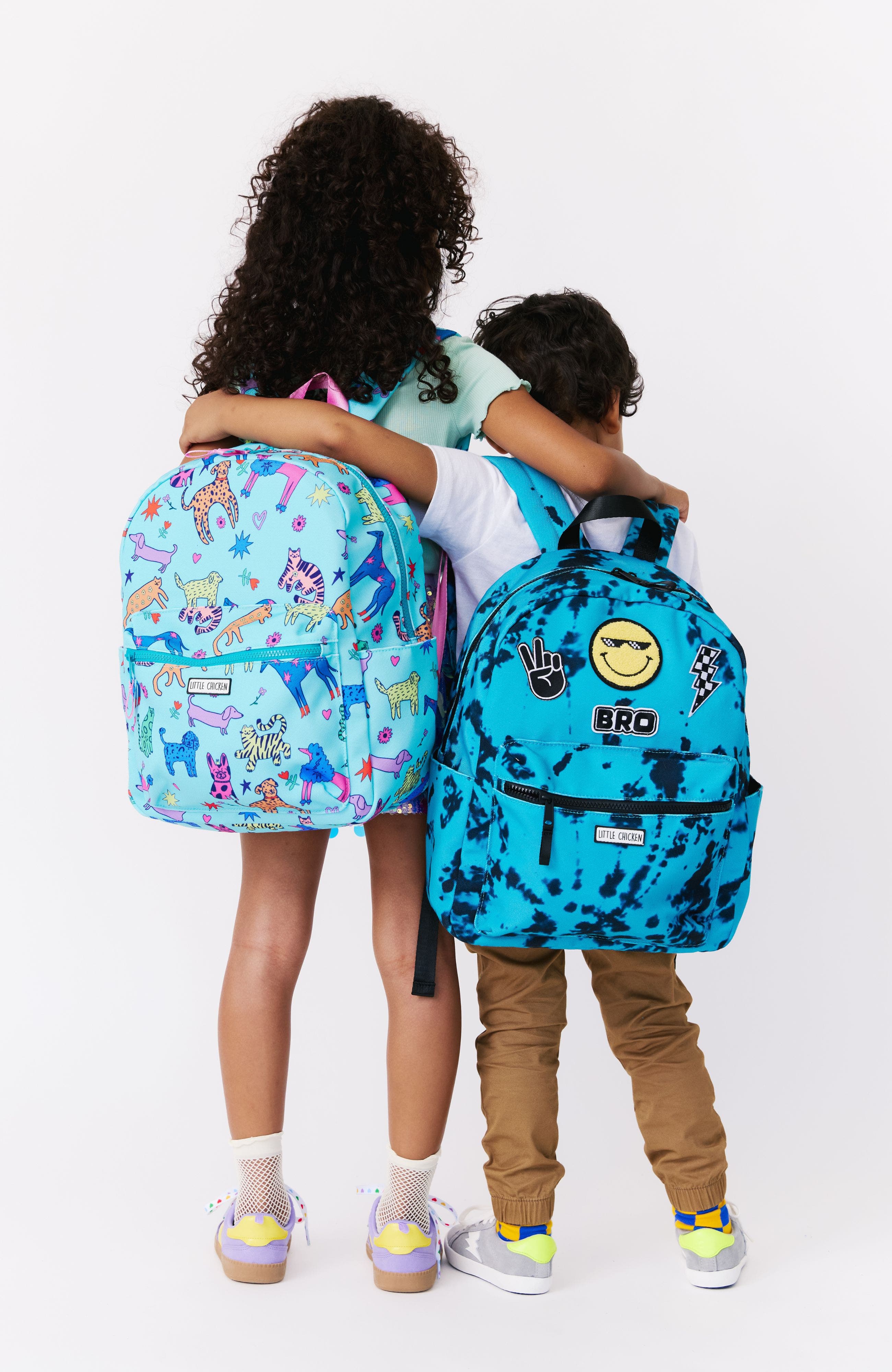 Little Chicken KIDS PATCHED BACKPACK, Alternate, color, Black/ Teal Multi