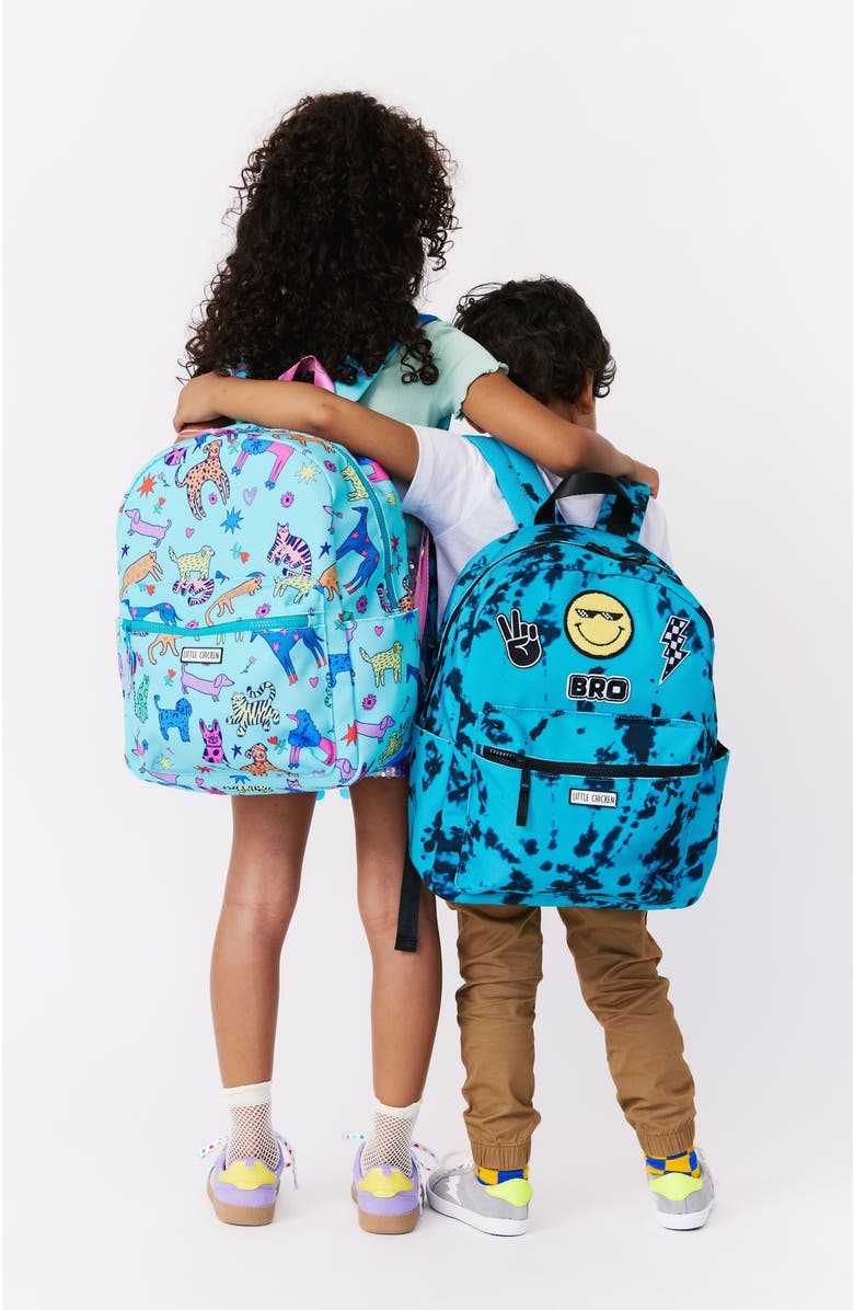 Little Chicken KIDS PATCHED BACKPACK, Alternate, color, Black/ Teal Multi