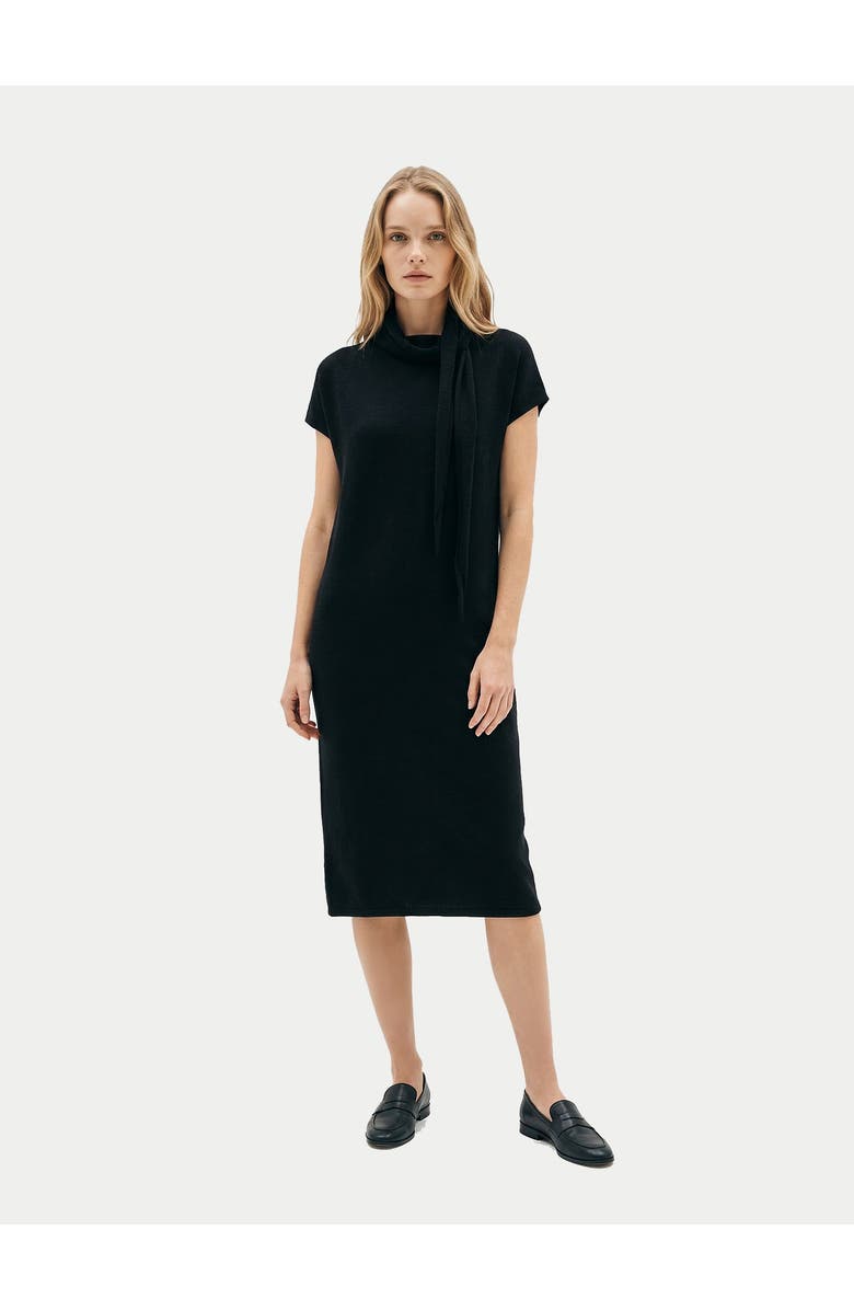 Gobi Cashmere Cashmere Tie-Neck Dress, Alternate, color, Black