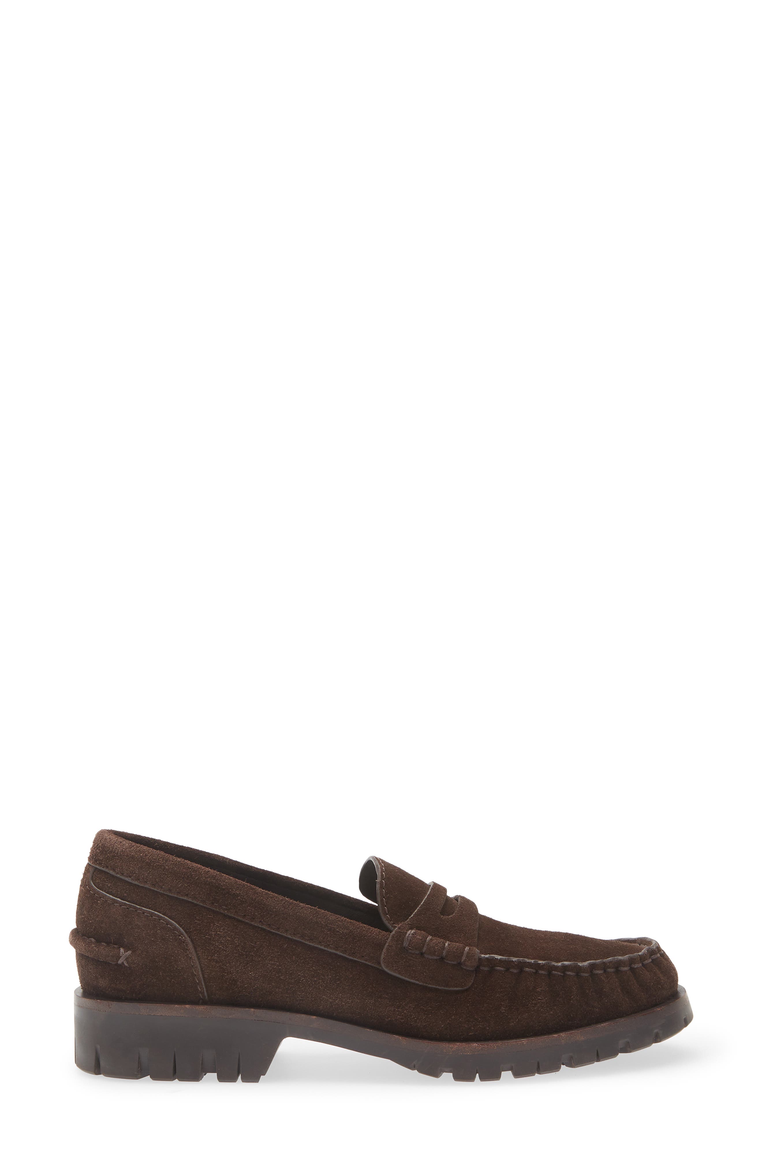 Corey Lug Sole Penny Loafer, Alternate, color, BROWN SUEDE