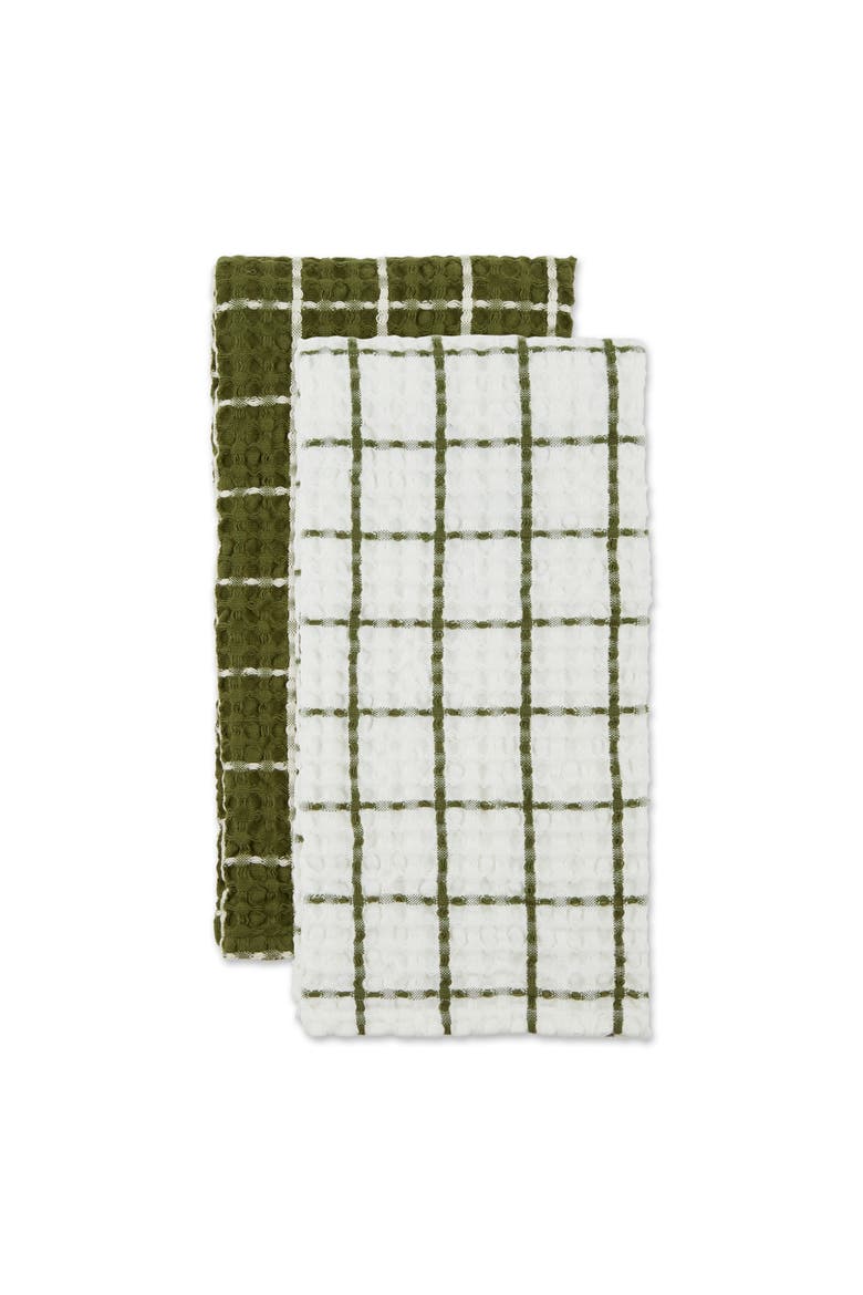 Windowpane Oversized Washed Waffle Dishtowel Set/2, Alternate, color, Sage