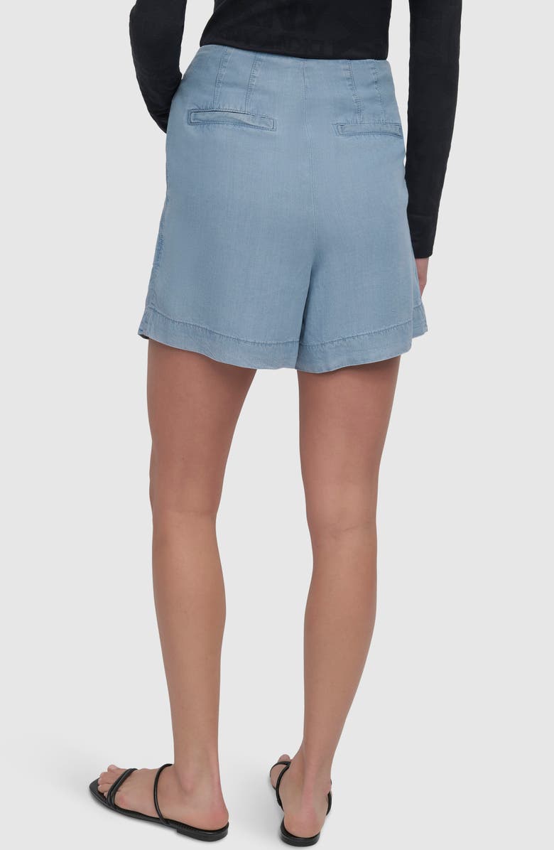 DKNY Pleated Chambray Shorts, Alternate, color, Light Chambray