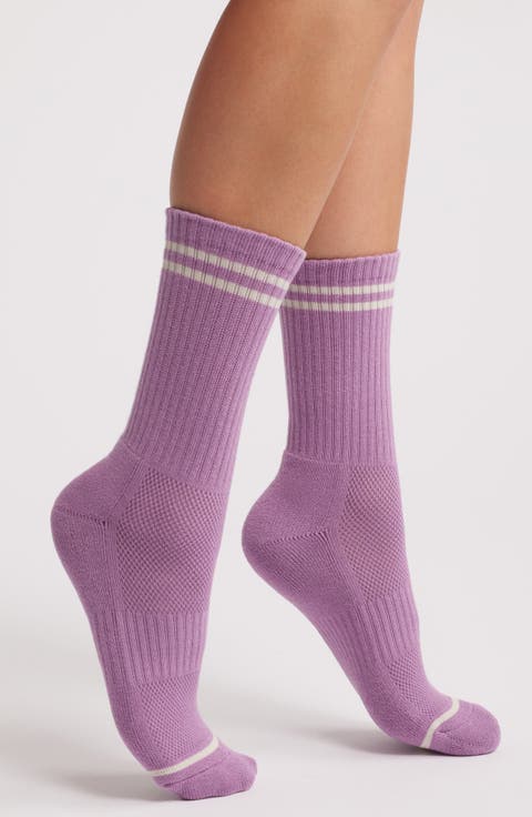 Boyfriend Stripe Cotton Blend Rib Crew Socks