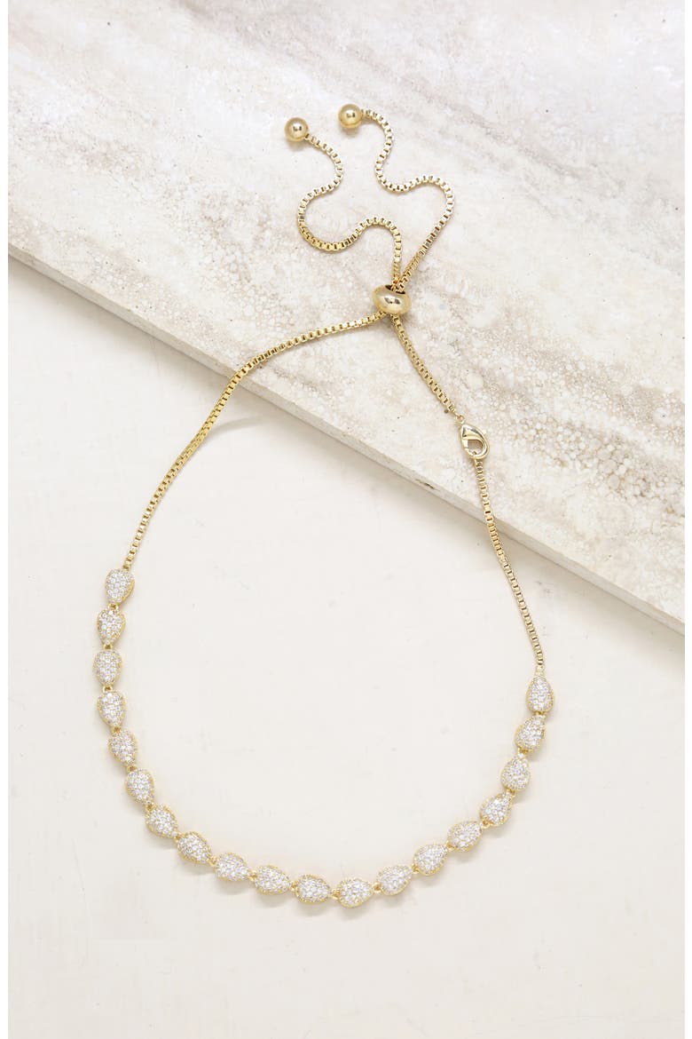 Pavé Teardrop Bead Necklace, Alternate, color, GOLD