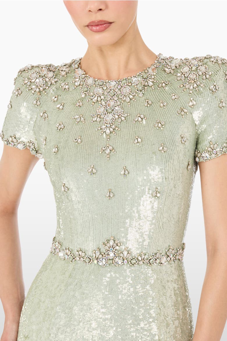 Lombard Embellished Dress, Alternate, color, Marmo Green