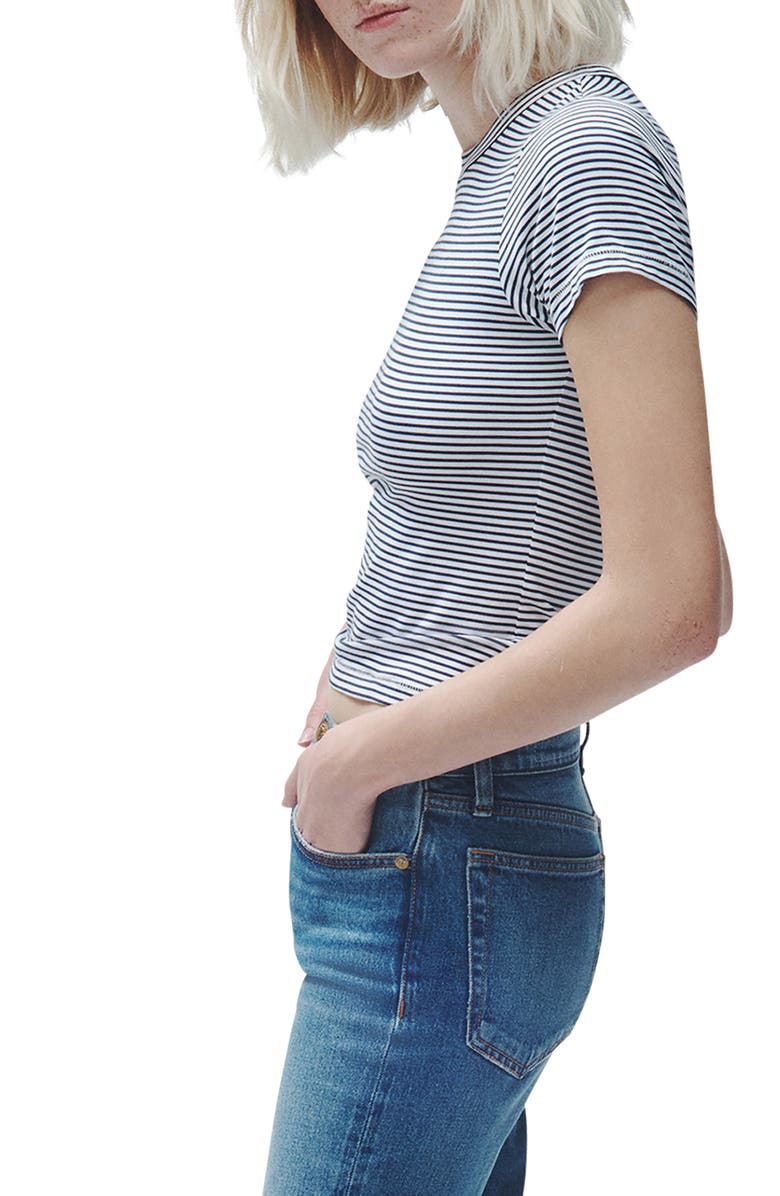 rag & bone Luca Stripe Baby Tee, Alternate, color, Blackwht