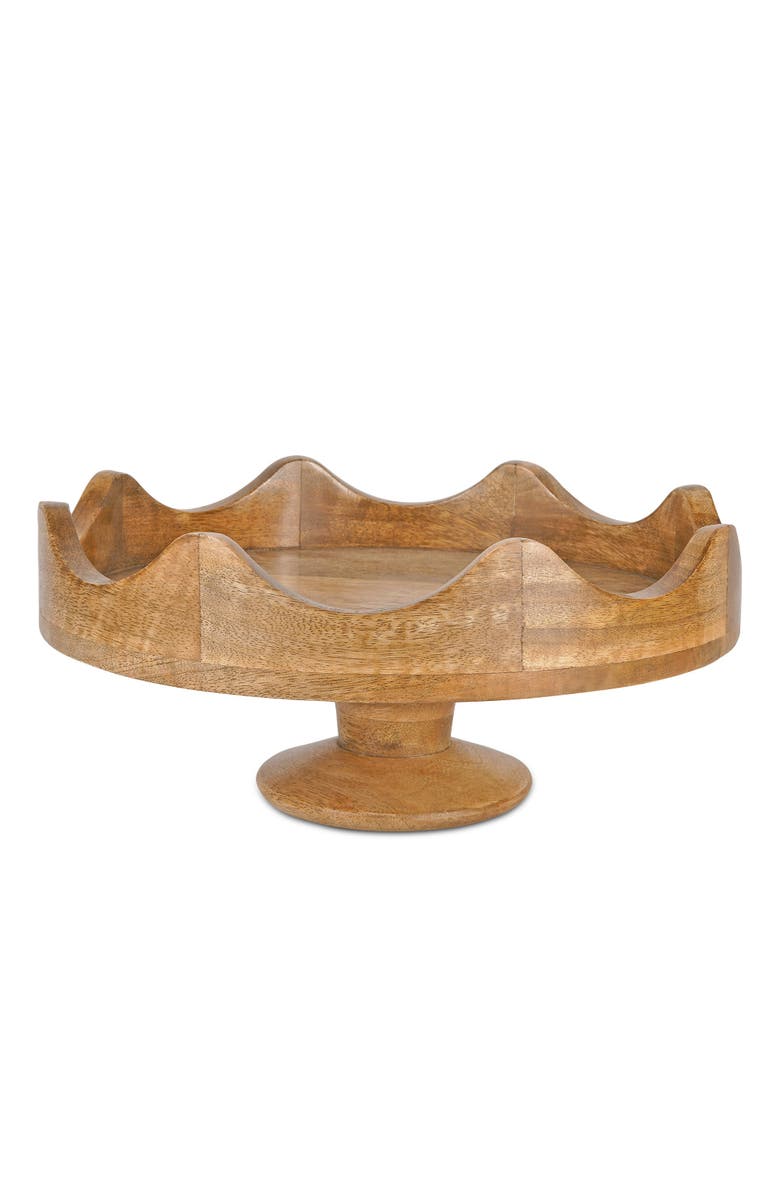 Mela Artisans Scalloped Pedestal Mangowood Bowl, Main, color, Natural