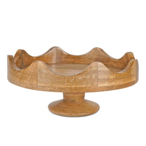 Scalloped Pedestal Mangowood Bowl