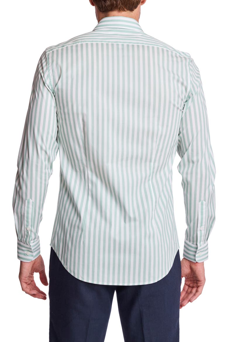 Parker Trim Fit Stretch Cotton Button-Up Shirt, Alternate, color, MINT WHITE STRIPES