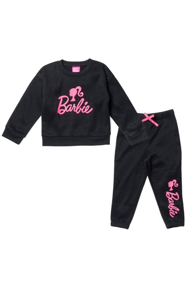 Barbie French Terry Sweatshirt & Pants Set, Main, color, Black