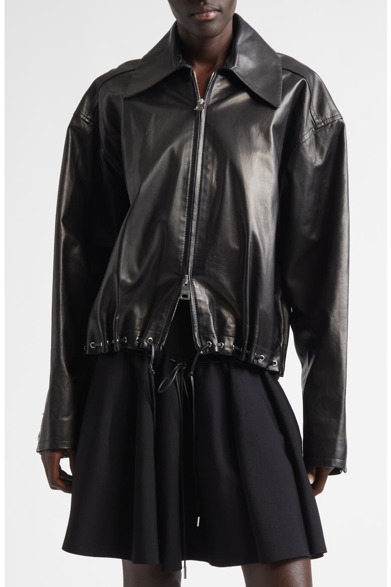 The Leland Leather Shirt Jacket, Main, color, BLACK