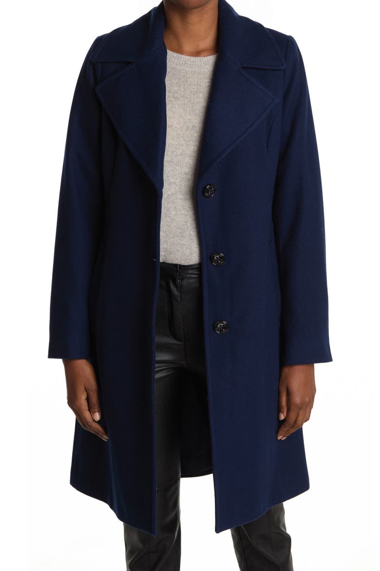 Single Breasted Tailored Coat, Main, color, NAVY
