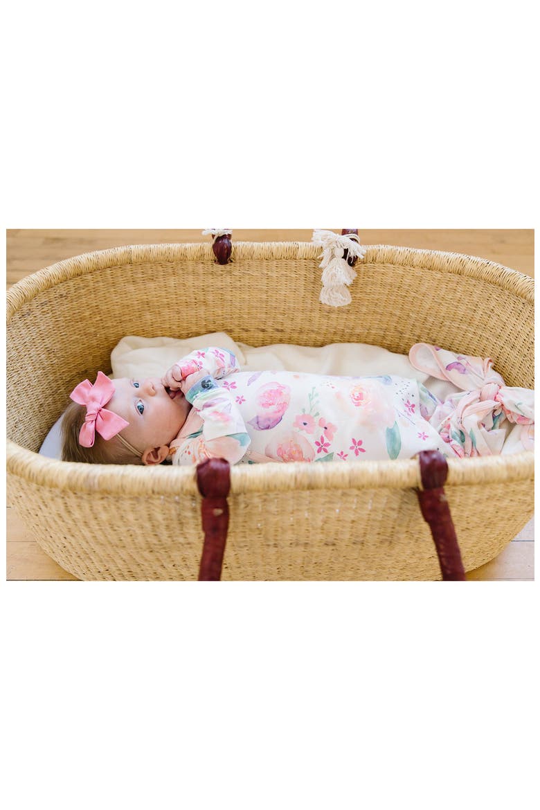 Newborn Knotted Gown, Alternate, color, Bloom