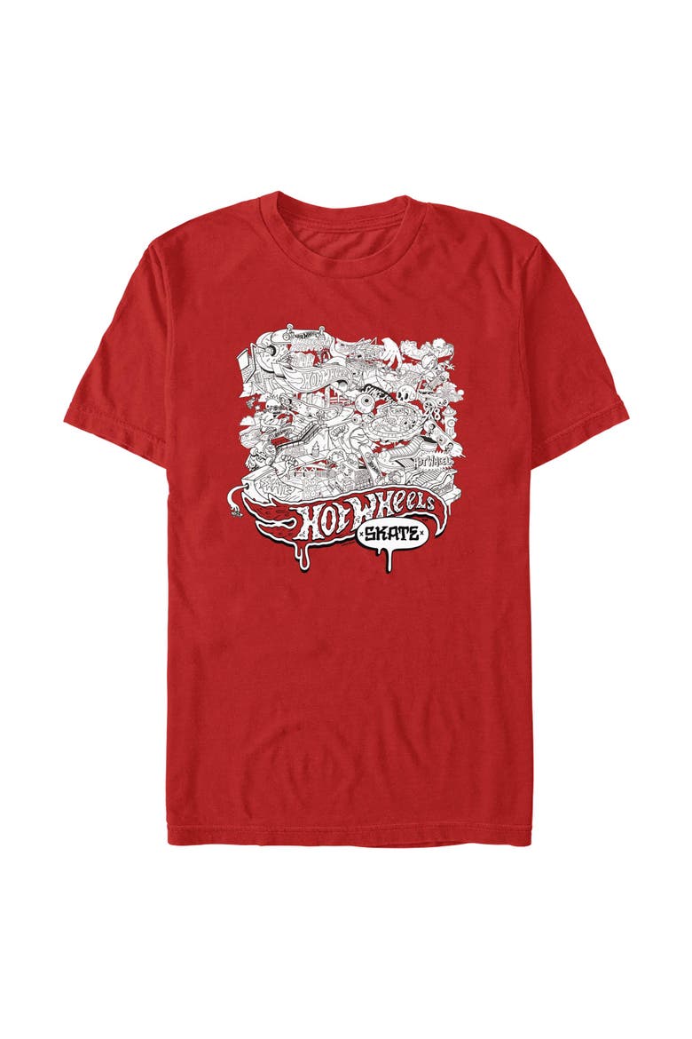 Men's Hot Wheels Skate Artistic Collage  Graphic T-Shirt, Main, color, Red