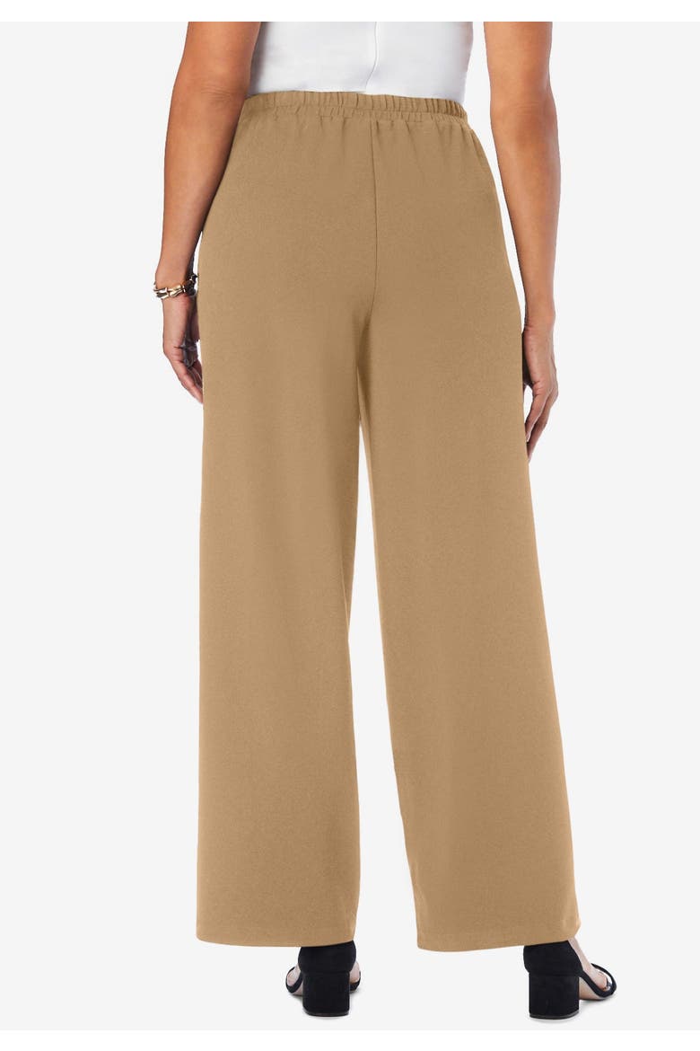 Stretch Knit Crepe Wide Leg Pant, Alternate, color, CREAMY MOCHA