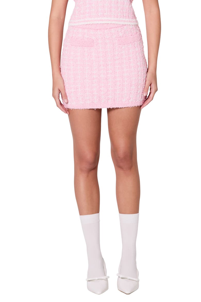 Plaid Sweater Knit Miniskirt, Main, color, PINK/ IVORY