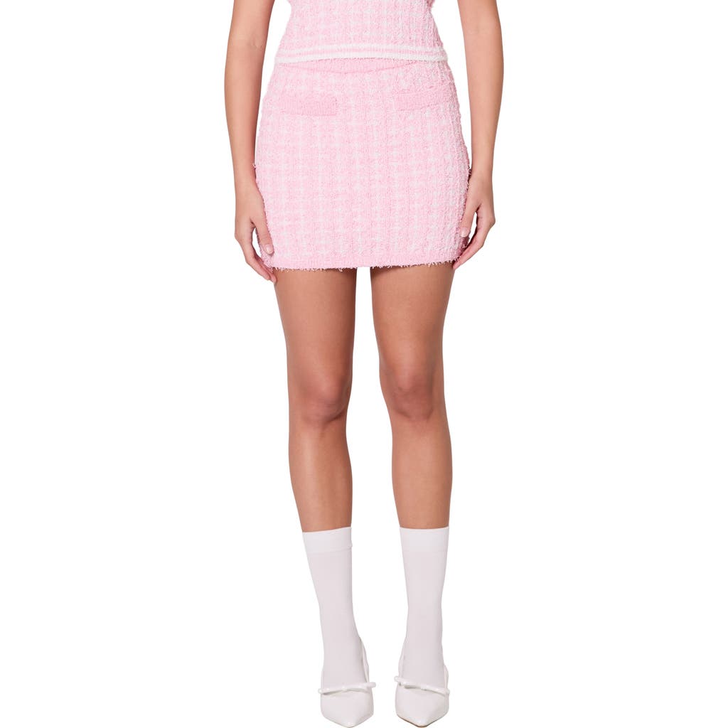 Shop Endless Rose Plaid Sweater Knit Miniskirt In Pink/ivory