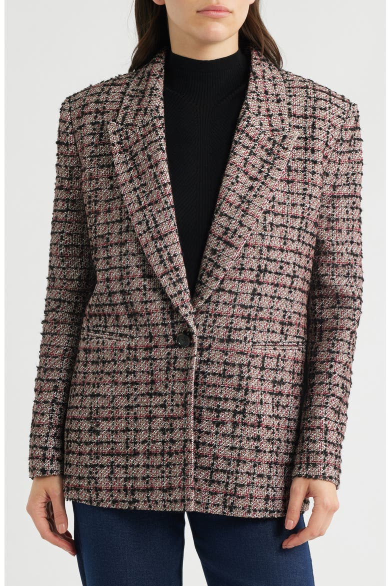 Jovanamia One-Button Tweed Blazer, Alternate, color, RHODODENDRON TWEED