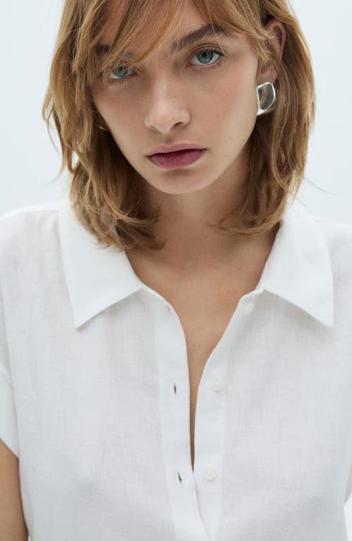 Shop Mango Flowing Linen Blend Blouse In White