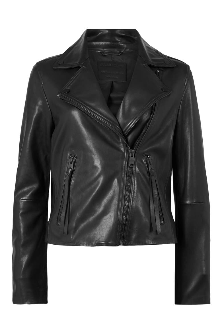 Dalby Leather Biker Jacket, Alternate, color, BLACK/ GUNMETAL