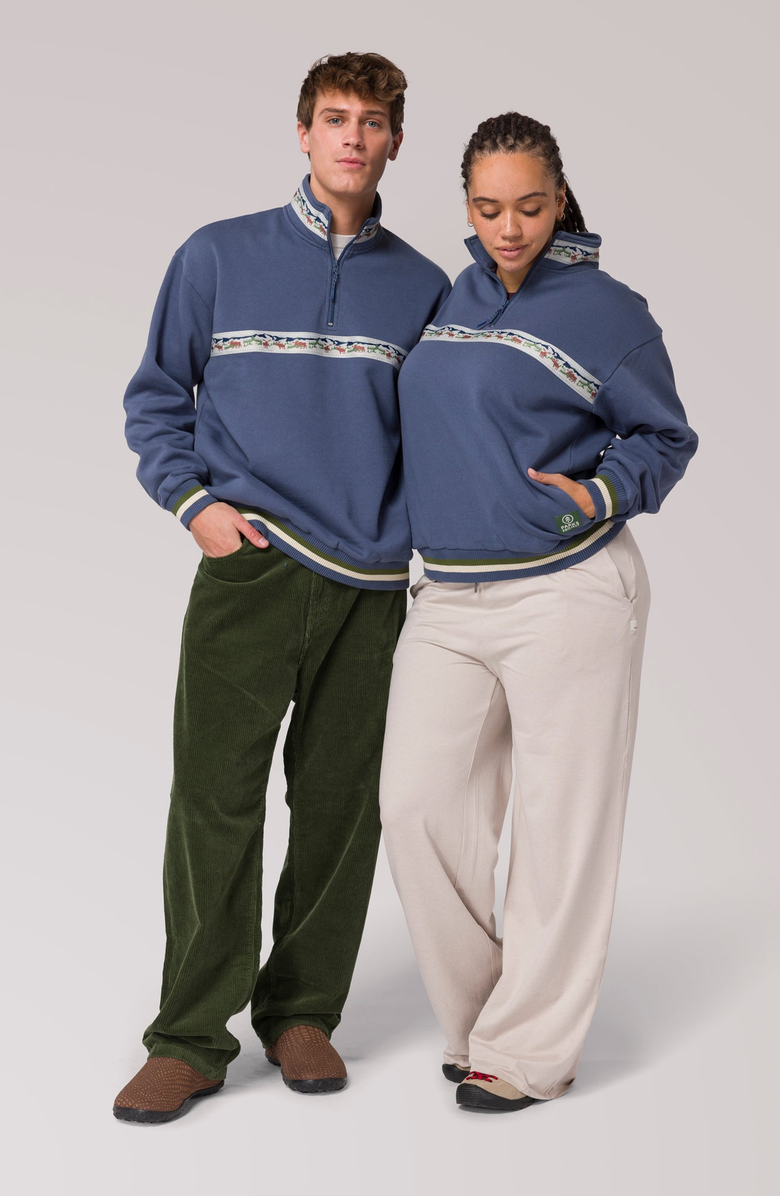 Parks Project Acadia Moose Quarter Zip Fleece, Alternate, color, Blue Fog