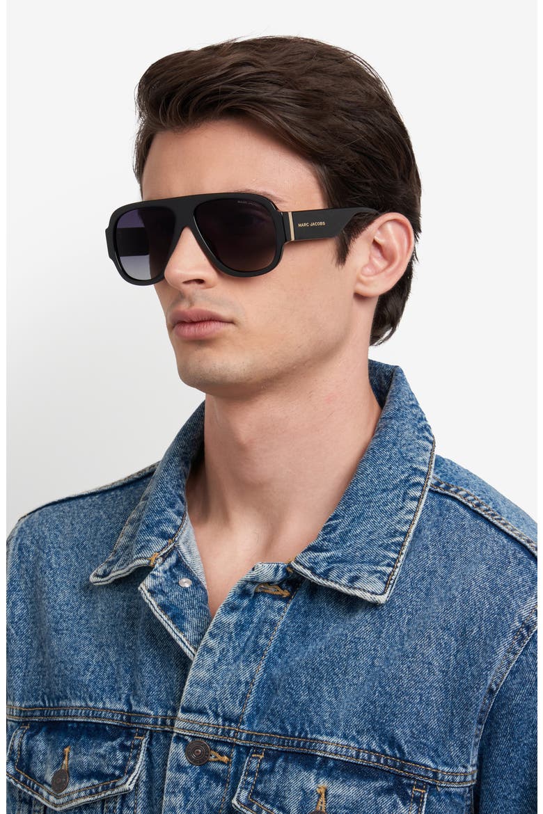 59mm Gradient Pilot Sunglasses, Alternate, color, BLACK