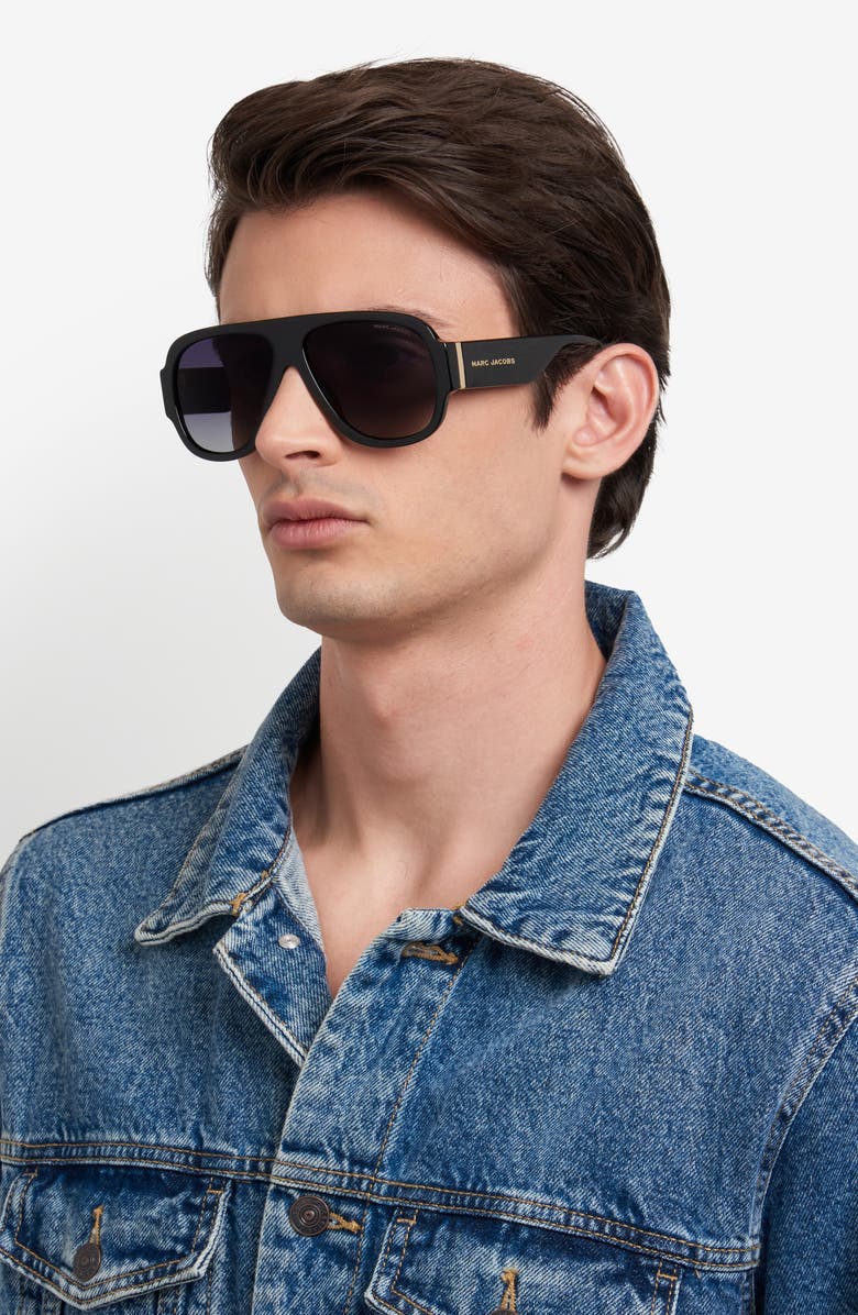 Marc Jacobs 59mm Gradient Pilot Sunglasses, Alternate, color, Black