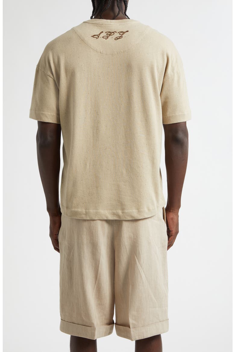 Le Brodero Logo Embroidered T-Shirt, Alternate, color, BEIGE