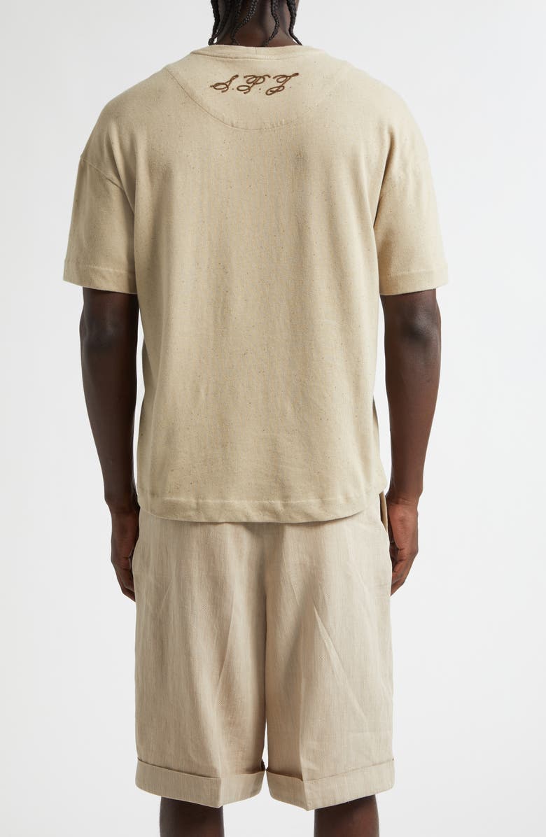 Jacquemus Le Brodero Logo Embroidered T-Shirt, Alternate, color, Beige