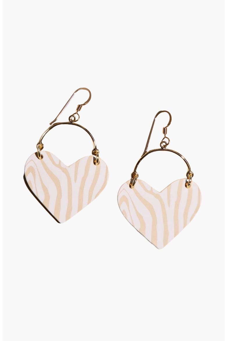 Zebra Lover Heart Hoop Earrings, Main, color, Gold